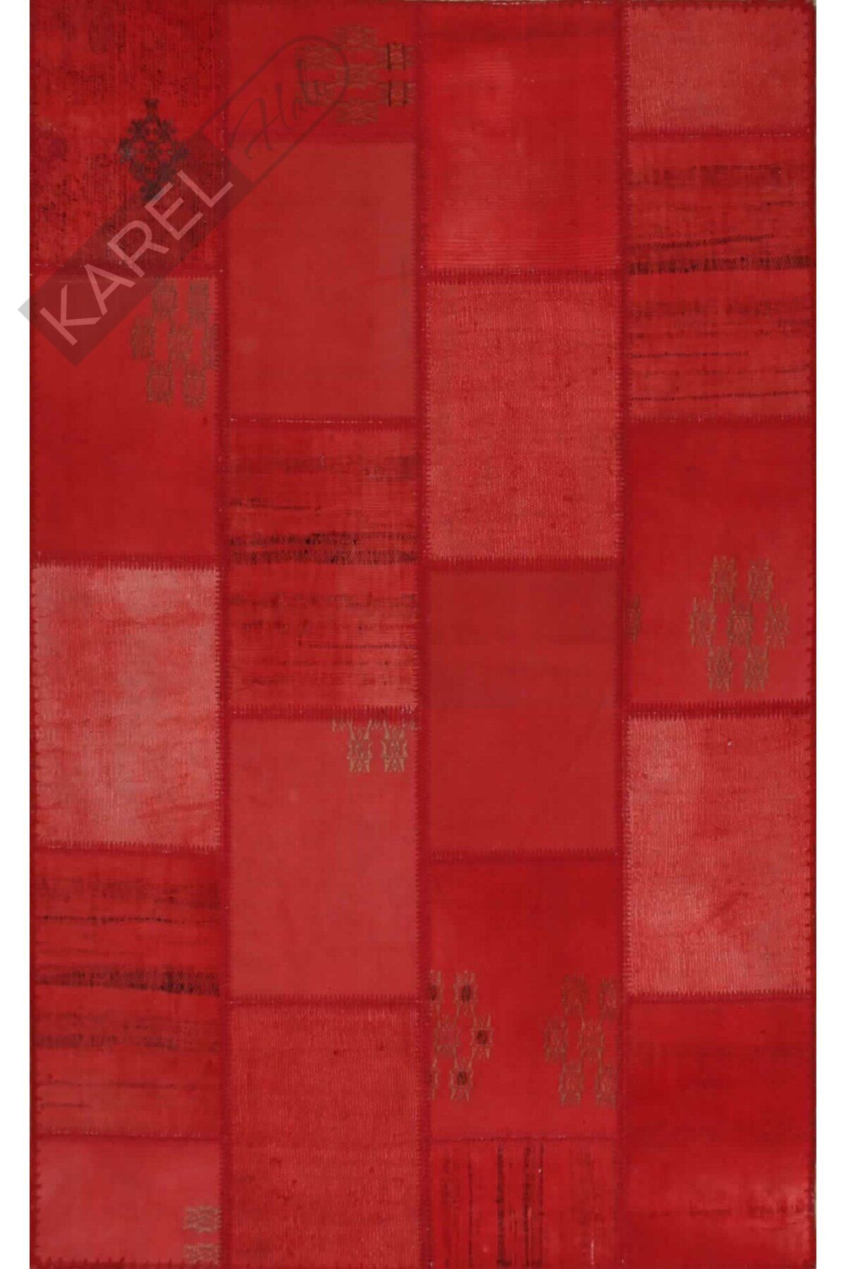 ALACATI ALC 01 RED  Geleneksel Kendir Patchwork Kilim