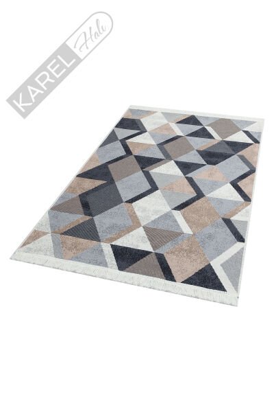 Arya AR 10 Beige Black Geri Dönüşümlü Pamuk ile Üretilen Modern ve Etnik Desenlere Sahip Kilimler.