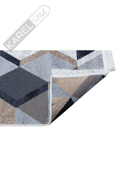 Arya AR 10 Beige Black Geri Dönüşümlü Pamuk ile Üretilen Modern ve Etnik Desenlere Sahip Kilimler.