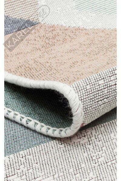 ARYA AR 10 BLUE PINK Yıkanabilir Çift Taraflı Modern Desenli Dokuma Kilim