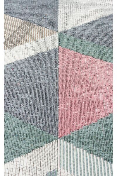 ARYA AR 10 BLUE PINK Yıkanabilir Çift Taraflı Modern Desenli Dokuma Kilim