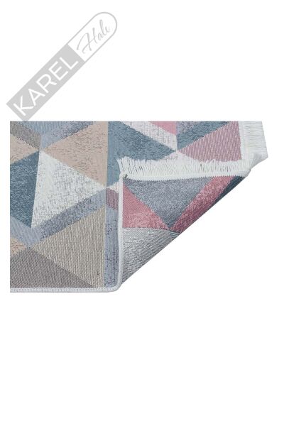 ARYA AR 10 BLUE PINK Yıkanabilir Çift Taraflı Modern Desenli Dokuma Kilim