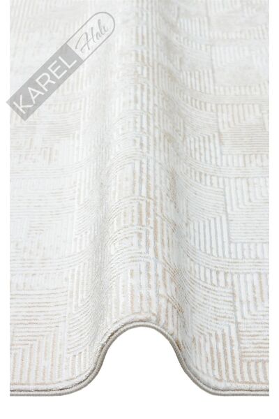SATEEN ST 109 CREAM BEIGE Yıkanabilir Kaymaz Tabanlı Hav Vermez Sık Dokuma Modern Halı