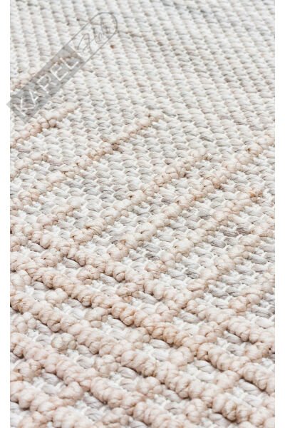Cozy Czy 01 Grey Beige Hav Vermeyen Özel Ipler Ile Üretilen Örgü Desenlere Sahip Makine Halısı