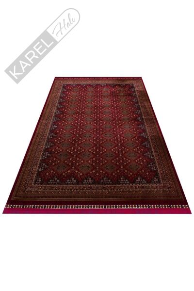 SATEEN AFGHAN SFG 01 RED Yıkanabilir Afgan Desenli Hav Toz Vermeyen Kaymaz Tabanlı Sık Dokuma Halı